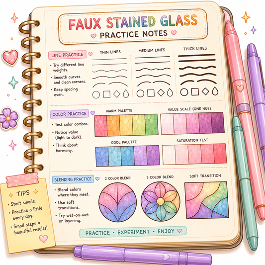 Faux Stained Glass Practice Notes